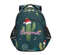 RPLIFE Christmas Cacti Green Kids Backpack for Girls Boys Custom Name Boys Elementary School Backpack Ages 6-12, Christmas Cacti Green, 17 Inch, Traditional Backpacks