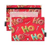RPLIFE Christmas Gingerbread Cookies 2 Pack Large Binder Bag for Kids School, Clear Pencil Pouches for Boys Girls, 9.8″ × 7″