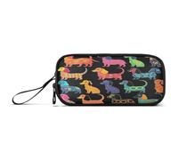 RPLIFE Colored Dachshunds Are Shown on A Black Pencil Pouch Pack, Pencil Bag Large, Zip up Pencil Pouch
