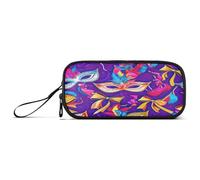 RPLIFE Colorful Carnival Masks Purple Pen and Pencil Case, Zipper Pencil Bag, Aesthetic Pencil Pouch