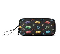 RPLIFE Colorful Music Notes Black Basic Pencil Pouch, Large Pencil Case, Zip up Pencil Case