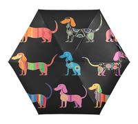 RPLIFE Compact Umbrella, Compact Size for Women Backpacks/Handbags, Travel Umbrellas for Sun, Colorful Dachshund Dogs