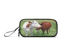 RPLIFE Cow Daisies Flowers Pencil Pounch, Big Pencil Case, Multi Pocket Pencil Pouch