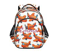 RPLIFE Custom Name Cute Cartoon Orange Airplanes Backpack for Kids, Elementary Backpack, Cute Cartoon Orange Airplanes, 17 Inch, Traditional Backpacks