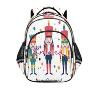 RPLIFE Custom Name Kids Backpack for School, Personalized Christmas Nutcracker Elementary School Backpack for Girls, Christmas Nutcracker, 17 Inch, Traditional Backpacks