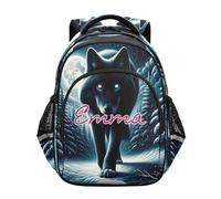 RPLIFE Custom Name Winter Wolf Forest Dark Kids Backpack for School, Backpack for Boys Elementary School, Winter Wolf Forest Dark, 17 Inch, Traditional Backpacks