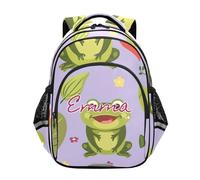 RPLIFE Customized Backpack for Kids Ages 6-12 Personalized Cool Backpacks for School for Boy, Cute Cartoon Frogs, 17 Inch, Traditional Backpacks