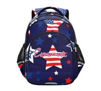 RPLIFE Customized Backpack for Kids Ages 6-12 Personalized Cute Backpacks for Kid, Stars Red America Blue White, 17 Inch, Traditional Backpacks