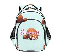 RPLIFE Customized Kids Backpack for Girls Boys Ages 6-12 Personalized Cool Bookbags for Boy, Red Panda Light Blue, 17 Inch, Traditional Backpacks
