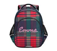 RPLIFE Customized Kids Backpack for Girls Boys Ages 6-12 Personalized Cool Boy Backpacks, Tartan Blue, 17 Inch, Traditional Backpacks