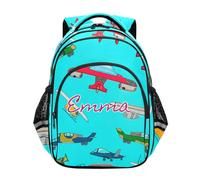 RPLIFE Customized Kids Backpack for Girls Boys Ages 6-12 Personalized Cool Kid Backpacks, Cute Cartoon Airplanes Teal, 15 inches, Traditional Backpacks