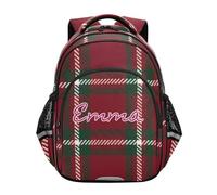 RPLIFE Customized Kids Backpack for School Ages 6-12 Personalized Cool Backpacks for School for Boy, Red Tartan Plaid 2, 17 Inch, Traditional Backpacks