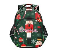 RPLIFE Customized Kids Backpack for School Ages 6-12 Personalized Cute Backpacks for Girl, Christmas Nutcracker Green, 17 Inch, Traditional Backpacks