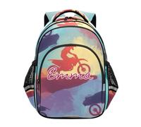 RPLIFE Customized Kids Backpack for School Ages 6-12 Personalized Cute Backpacks for Kid, Motorbike Riders, 17 Inch, Traditional Backpacks