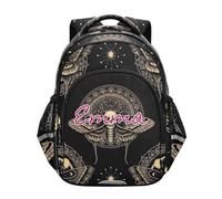 RPLIFE Customized Kids School Backpack for Boys Girls Ages 6-12 Personalized Cool Boy Backpacks, Astrology Gothic Moth Skull Black, 17 Inch, Traditional Backpacks