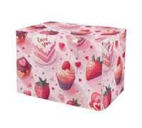 RPLIFE Cute Cake Pink Dog Crate Covers Fixed Buckle at Bottom, Pet Kennel Cover with Mesh Windows, Medium