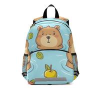 RPLIFE Cute Capybara Blue Toddler Boy Backpack with Leash Little Kid's Backpacks Small Travel Bookbag 3-6 Years, Medium