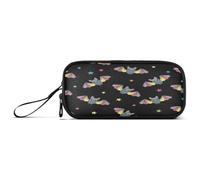 RPLIFE Cute Cartoon Bats Colorful Rainbow Wings Pastel Pencil Case, Pencil Bag with Compartments, Teen Girl Pencil Case