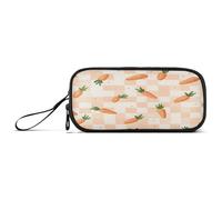 RPLIFE Cute Cartoon Checkered Carrots Pen Bag, Divided Pencil Case, Cute Pencil Case for School