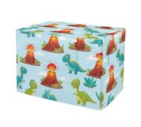 RPLIFE Cute Cartoon Dinosaur Blue Dog Crate Cover Roll-up Side Panels, Pet Cage Cover with Mesh Windows, Medium