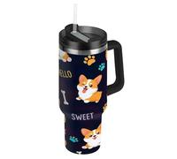 RPLIFE Cute Cartoon Dogs Bones Tumbler with Handle 40 Oz Tumbler with Lid, Stainless Steel Tumblers for Women Men Travel