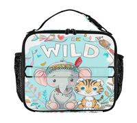 RPLIFE Cute Cartoon Elephant Tiger Cooler Lunch Bag, 11.2 x 3.5 x 9.8 in Lunch Box with Shoulder Strap for Men Women Travel Work Picnic