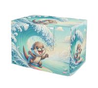 RPLIFE Cute Cartoon Otter Dog Crate Cover Roll-up Side Panels, Pet Cage Cover with Mesh Windows, Large