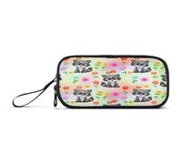 RPLIFE Cute Cartoon Raccoons Sitting Pencil Boxes, Large Pencil Box, Canvas Pencil Case