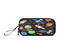 RPLIFE Cute Cartoon Rockets Black Marker Cases, Zip Pouch, School Pencil Bag