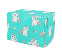 RPLIFE Cute Cat Unicorn Teal Dog Crate Covers Universal Size Fit, Cage Cover for Puppies Training, Large
