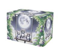 RPLIFE Cute Cats Moon Green Pet Kennel Cover with Mesh Windows, Wind-Resistant Indoor Dog Crate Cover for Medium Dogs,