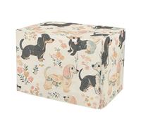 RPLIFE Cute Dachshunds Beige Dog Crate Covers Mesh Window Panels, Crate Cover for Pet Owners, X-Large