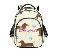 RPLIFE Cute Dachshunds Dogs Cream Backpack for Kids Custom Name Boys Elementary Backpack Ages 6-12, Cute Dachshunds Dogs Cream, 15 inches, Traditional Backpacks