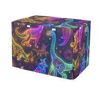 RPLIFE Cute Dinosaur Neon Dog Crate Covers S-XL Washable Pet Cage Cover with Mesh Windows, Reduces Barking, X-Large