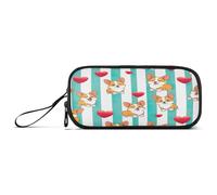 RPLIFE Cute Dogs Aqua White Pencil Case Pouch, Pencil Case with Zipper, Pencil Travel Case
