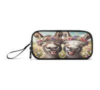 RPLIFE Cute Donkeys Laughing Pastel Pencil Case, Zipper Pencil Bag, Canvas Pencil Pouches