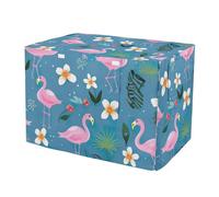RPLIFE Cute Flamingo Blue Dog Crate Cover Roll-up Sides, Pet Kennel Cover with Mesh Windows, X-Large