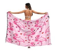 RPLIFE Cute Flamingos Pink Swimwear Sarongs Fringe Beach Sarong Women, Large, Cute Flamingos Pink, Large