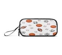 RPLIFE Cute Footballs Basketballs White Pen Pencil Case, Large Pencil Box, Multifunctional Pencil Case