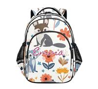 RPLIFE Cute Fox Flower White Kids Backpack for Girls Boys Custom Name Kids Backpack Girls Elementary School Ages 6-12, Cute Fox Flower White, 17 Inch, Traditional Backpacks