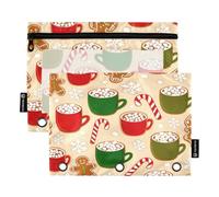 RPLIFE Cute Gingerbread Cookies 3 Hole Punch Binder Pocket with Clear Window, 2Pack Binder Pencil Pouch Girls Kids School Supplies, 9.8″ × 7″ (One Size x 2)