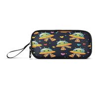 RPLIFE Cute Green Aliens Pizza Pen Bag, Mechanical Pencil Case, Cute Pencil Case for Women