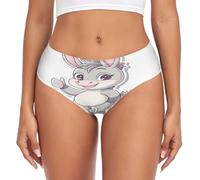 RPLIFE Cute Happy Cats White Women's Brief Underwear, Women Underwear Breathable, Comfort Flex Briefs, Soft Underwear, Cute Cartoon Donkey White, XXL