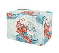 RPLIFE Cute Japanese Fish Blue Dog Crate Covers Breathable, S-XL Windproof Cage Cover for Indoor Pets, Small