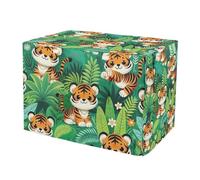RPLIFE Cute Jungle Tigers Dog Crate Covers Mesh Window Panels, Pet Crate Cover with Roll-up Sides, Medium
