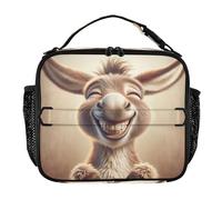 RPLIFE Cute Laughing Donkey Lunch Cooler Bag, Insulated Lunch Bag with Pockets for Boys Girls Kids School 11.2 x 3.5 x 9.8 in