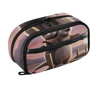 RPLIFE Cute Otter Couple Love Boat Pencil Case for School Large Capacity Stationery Organizer,Multi Compartment Stationery Organizer with Clear PVC Pocket