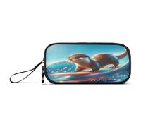 RPLIFE Cute Otter Surfing Funny Pencils Case, Pencil Case Large Capacity, Pencil Case Girl