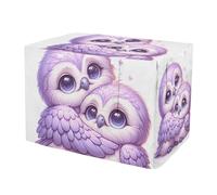 RPLIFE Cute Owl Violet Dog Crate Cover Universal Size Fit, Pet Kennel Cover with Mesh Windows, Small
