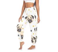 RPLIFE Cute Pug Star Harem Pants for Women Sweatpants Boho Yoga Pants Summer Trousers